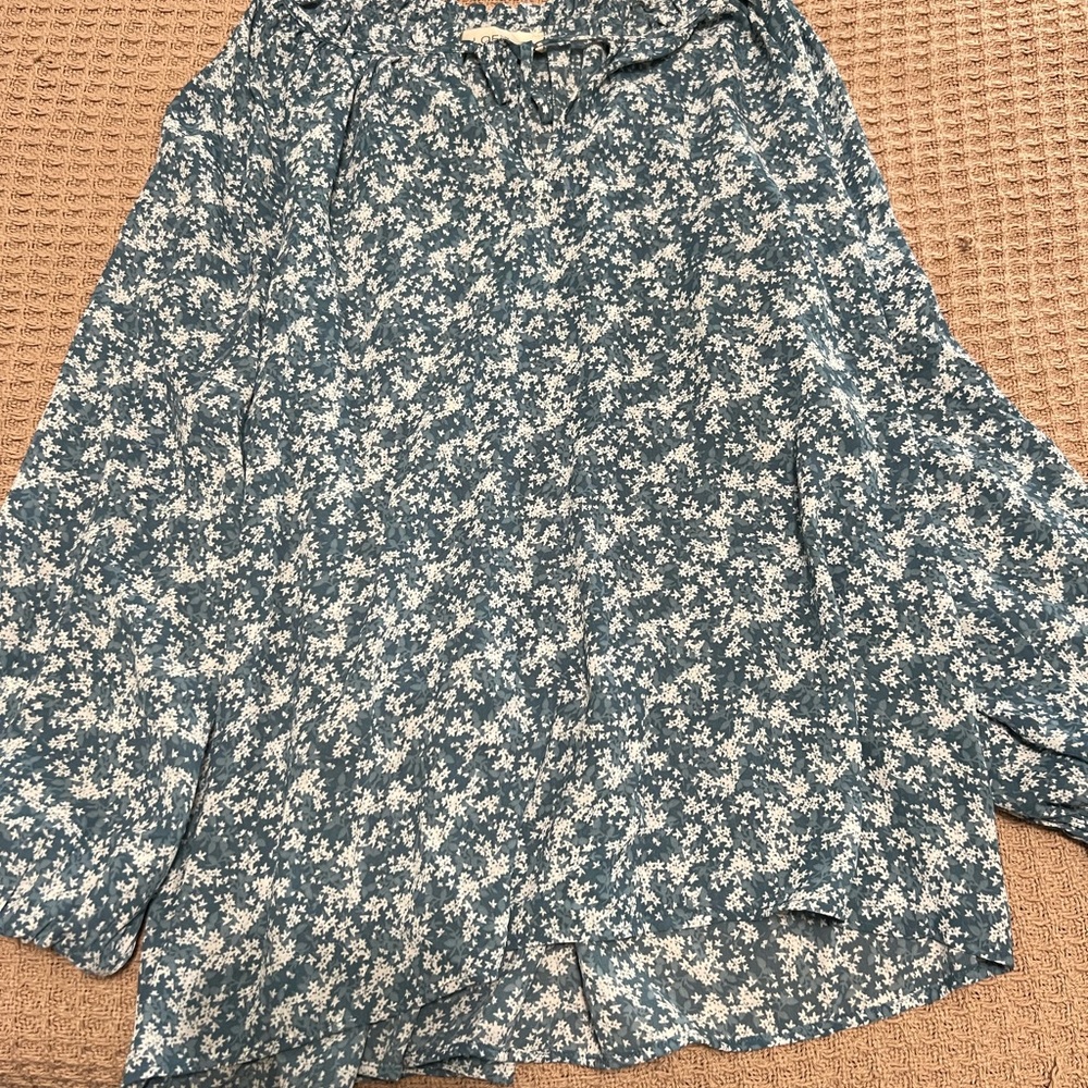 Floral Blue and White Blouse
